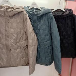 Latium HC06 짧은 블럭튜브 언발 집업 후드 벌룬 덕 패딩 점퍼 T2543jp03