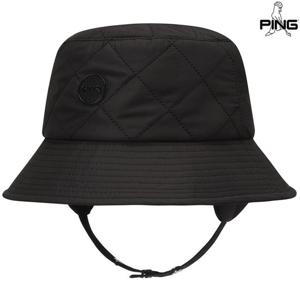 [핑골프][양말증정]여성 퀼팅 귀달이 패딩 버킷햇 121E4CP052_BK
