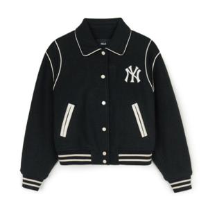 MLB자켓 GQC 3FJPV1046-50BKS 여성 울 카라 크롭 바시티자켓