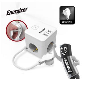 에너자이저 큐브 고용량 멀티탭 납작 3680W 3구 USB-A(2구) C타입(1구)