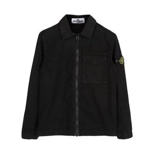 스톤아일랜드 KIDS 25FW 블랙 로고 패치 코튼 집업 자켓 161200001 S00WN V0129/10