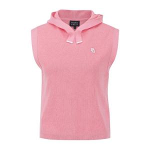 파리게이츠골프조끼 NQC 521E1SV201_PK 여성 스마일 로고 패치 후드 니트 베스트