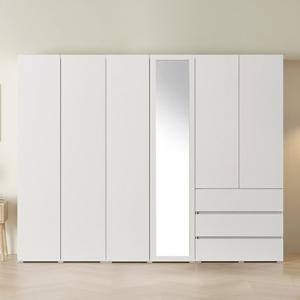 아씨방가구 피트 원터치 행거 싱글+전신거울+서랍 옷장 세트 2400