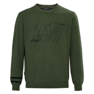 [와이드앵글]남성 CO 커시브 로고 그래픽 라운드 스웨터 M Khaki(WMW25K71K7)