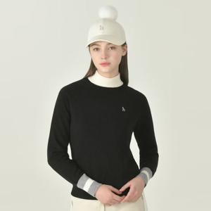 헤지스골프  블랙 여성 캐시미어 혼방 목폴라 방풍 니트(HWSW5D718BK)