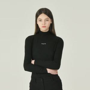 헤지스골프  블랙 여성 AR 기모 자카드 하이넥 티셔츠(HWTS5D713BK)