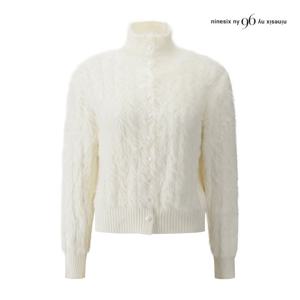 나인식스뉴욕  하이넥 세로 날개 퍼 버튼 가디건 (NPBKG004M0)