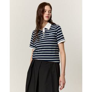 아떼 바네사브루노 25SS 스테디셀러 네이비 스트라이프 면 반팔카라티셔츠 WVTS5B903N2