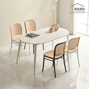 라로퍼니처 윈저 1500 유광 타원 포세린 통 세라믹 4인 식탁 세트 (식탁+의자4)