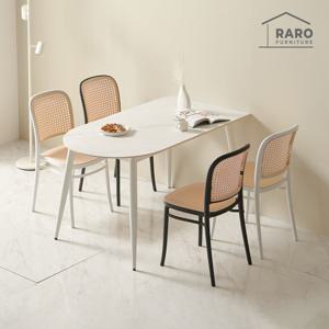 라로퍼니처 윈저 1350 반타원 포세린 통 세라믹 4인 식탁 세트 (식탁+의자4)