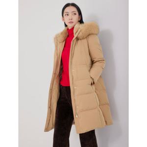 [지센] (3컬러) 구스 폭스후드 퀄팅 롱 다운패딩 LFFCOB01