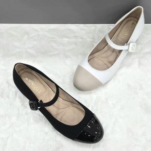 [탠디]여성 스트랩 포인트 미들힐 X2HS50DT14 BLACK WHITE 4DC J