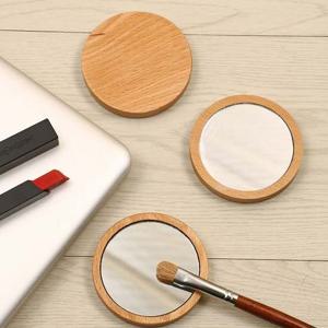 우드 나무 원목 미니 원형 포켓 손 거울 M11022
