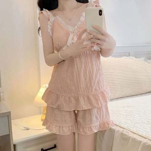 (프릴나시핑크) 여성 여름잠옷 나시 반바지 파자마