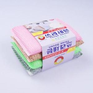 쓰리세븐 수세미 4P 설거지 주방 청소 기름때 찌든때