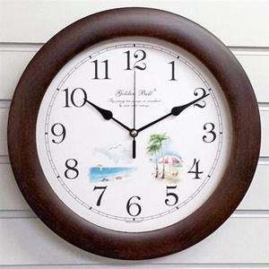 GB4748 무소음 원목 벽시계 32cm 월넛 해변 한국 무소음시계 원목시계 시계 인테리어시계