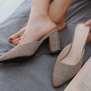 여자펌프스힐 2컬러 1P 체크뮬 캐주얼 직장인 구두 여성대학생신발