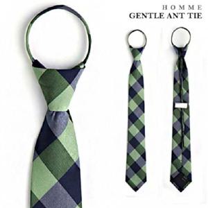 젠틀안트 그린네이비 체크자동넥타이05-1012