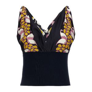 토리버치 브이넥 프린트 실크 니트 탑 157389 650