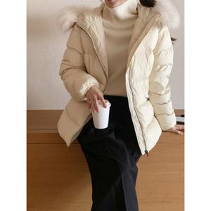 [헤레이스](오리털100%)리얼폭스퍼 후드 다운패딩_YMSH25FW352