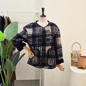 [포커스]FW5K9JK5243_체크 부클 노카라 자켓