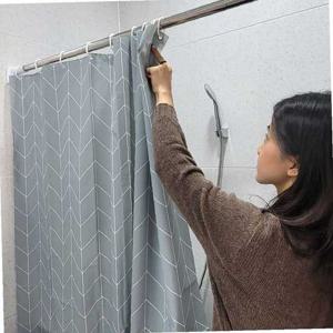 헤링본 방수 비닐 샤워커튼 그레이 80x180 샤워실커튼
