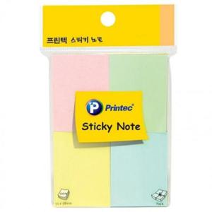A040 51x38 프린텍 혼합스티키노트 파스텔4색 100매 메모용지 혼합스티키 형광스티키