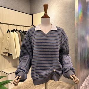 [ab.f.z]AOA1HK36A_카라 배색 스트라이프 기모 티셔츠