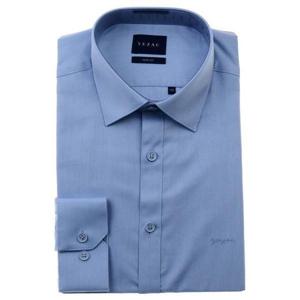 [예작]YJFSBS174_배색카라 블루 면혼방솔리드 슬림긴소매