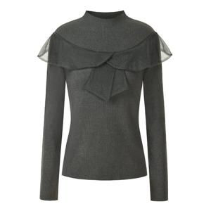 FOCUS   인베스트  쉬폰 배색 미들 넥 슬림 니트 PBINF5W1KT2441