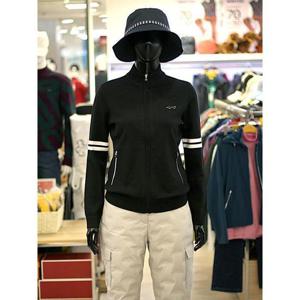 루이까스텔 세이브존03 여성 골프 가을 겨울 두줄 라인 배색 베이직 터틀넥 니트 풀집업 A7LDSW904FA