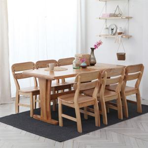 베스트리빙 오츠카 다빈치 1600 우드슬랩 고무나무 6인 식탁세트/의자 6개