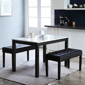 베스트리빙 캘빈 에코 고광택 하이그로시 4인 식탁 테이블 세트/벤치 2개형