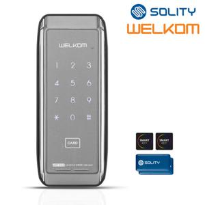 솔리티 웰콤 디지털도어록 WRT300 카드키4개+번호키 즉시잠금 내부이중잠금 허수기능 고온감지 스마트라이팅 전기충격무력화 강력한내구성 현관번호키 현관문 디지털도어락