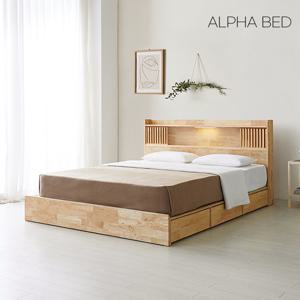 알파침대 몬드 LED 원목 1단 수납침대 Q+매그노 파워스프링