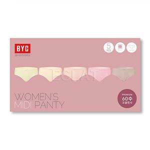 [BYC] 심플 미디 60수 면스판 여성 팬티 5종 세트 BYX0403