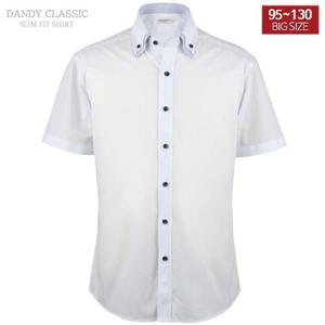 [95-130 빅사이즈] 반팔 화이트 슬림핏 와이셔츠 - 268