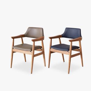 [엠하우스] 메르헨 원목 가죽의자 (팔걸이형) (착불)