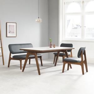 [헤닝] 마이홈 4인 1600 낮은 원목 통세라믹 식탁세트-벤치형