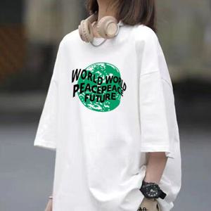 남여공용 순면 반팔티 오버핏 프린팅 반팔 티셔츠 빅사이즈