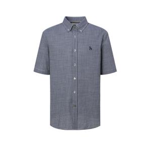 헤지스 남성 25SS 네이비 윈도우 체크 뱀부 반팔 셔츠 HZSH5B512N2