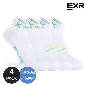 EXR 여성 스포츠 쿠션 배색라인 발목양말 4P_MX
