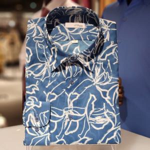 듀퐁셔츠 SE4SM11LS130SBU 비지니스 라인 순면 프린트 캐쥬얼 카라 일반 핏 남방