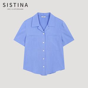 [SISTINA] 인기 포켓 오픈 칼라 반팔 셔츠_AWWSTO21750_BL