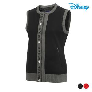 [디즈니골프]여성 배색 라인 라운드넥 니트조끼 DN3LKV010