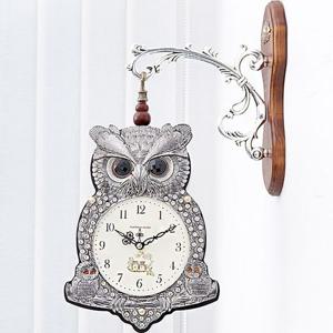 황태자 부엉이 무소음 양면시계 티타늄실버