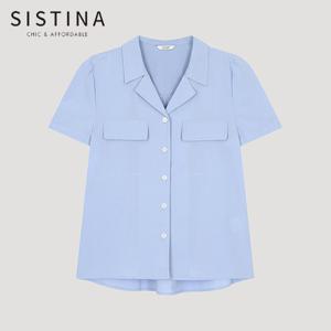 [SISTINA] 인기 코튼 오픈 칼라 셔츠_AWWSTO21130_BL