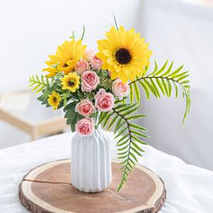 해바라기 조화 화병 사랑스러운 장미 set 30cm (DIY) 3컬러 인테리어 꽃 테이블 장식