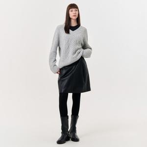 WOMAN 울케이블 래글런브이넥 풀오버 [LIGHT GREY] / WBD3L05525