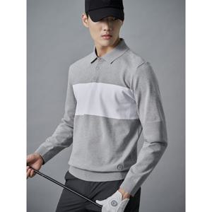 빈폴골프 남성 경량 컬러블럭 니트 칼라 풀오버  그레이 BJ4851B023